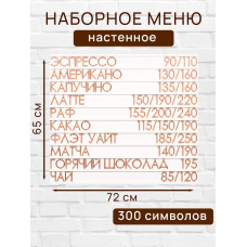 Настенное меню (300 символов) из наборных букв для кафе и ресторана