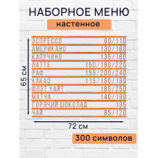 Настенное меню (300 символов) из наборных букв для кафе и ресторана